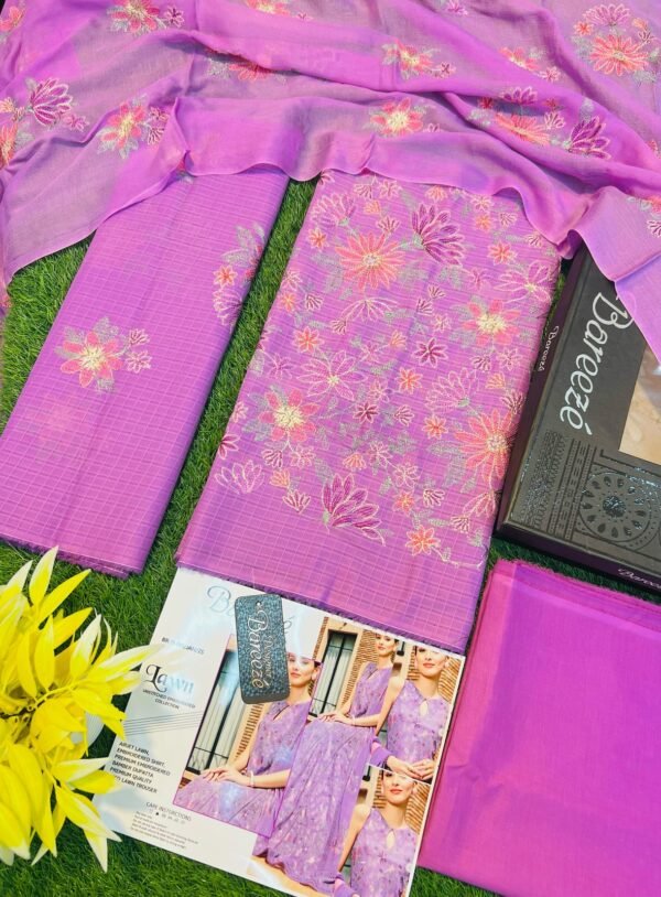 Bareeze Luxury Embroidered Dobby Bana Dora Lawn Collection 2025